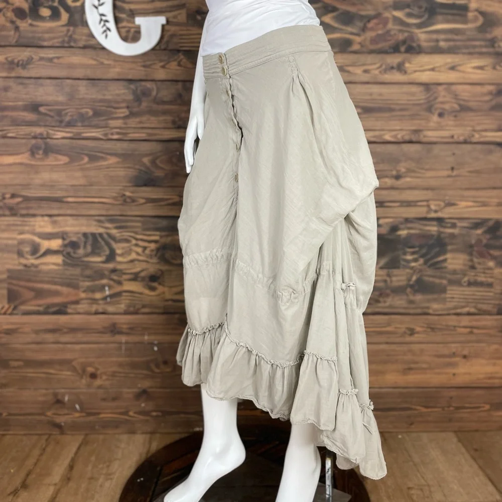 PINKO | Coquette Ruffle Frill Maxi Skirt Soft Sage‎ Green Flowy Made in Italy